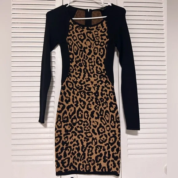 Guess Black and Tan Leopard Dress - Picture 1 of 2